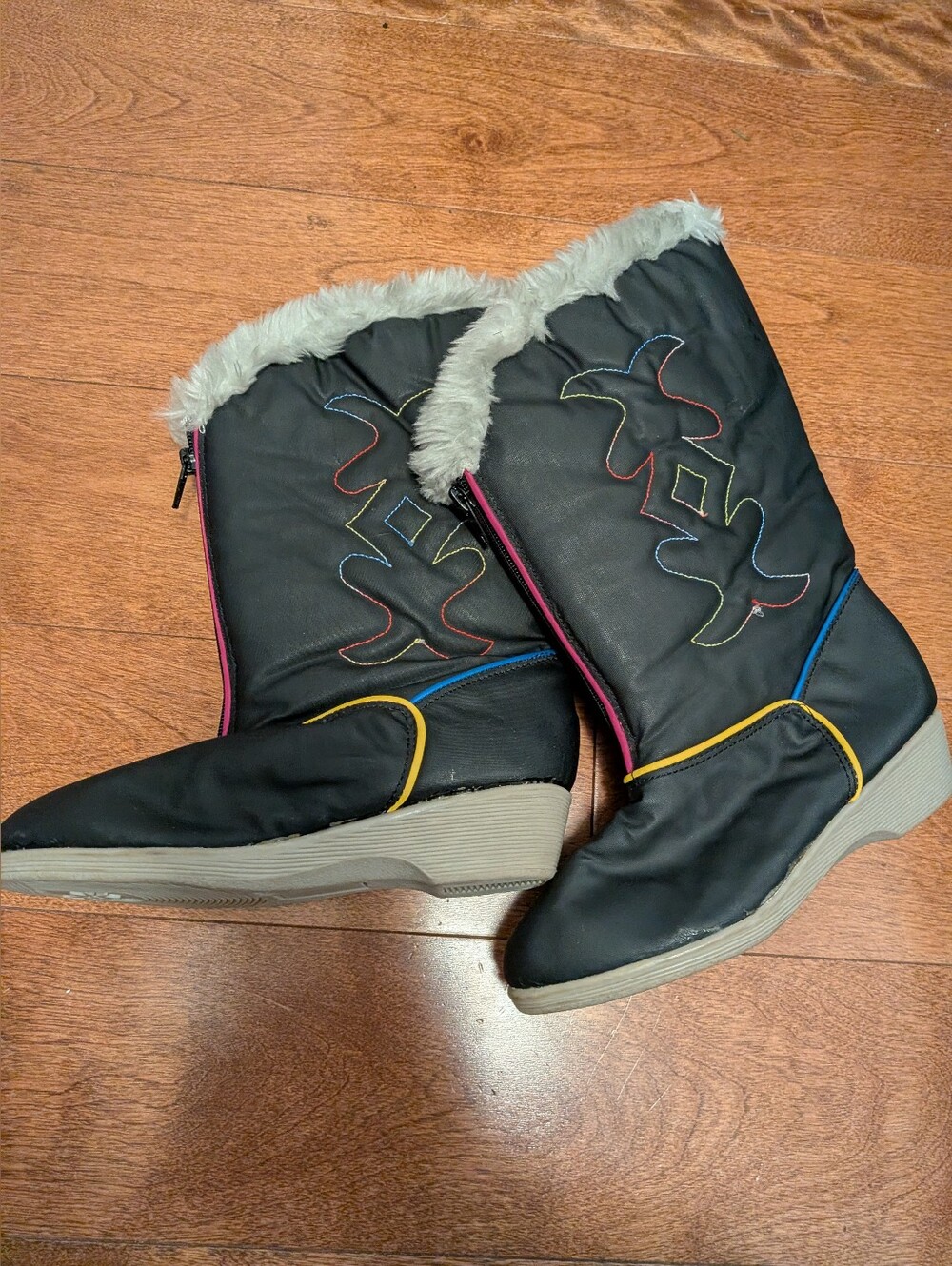 Vintage Kids Faux Fur Lined Boots